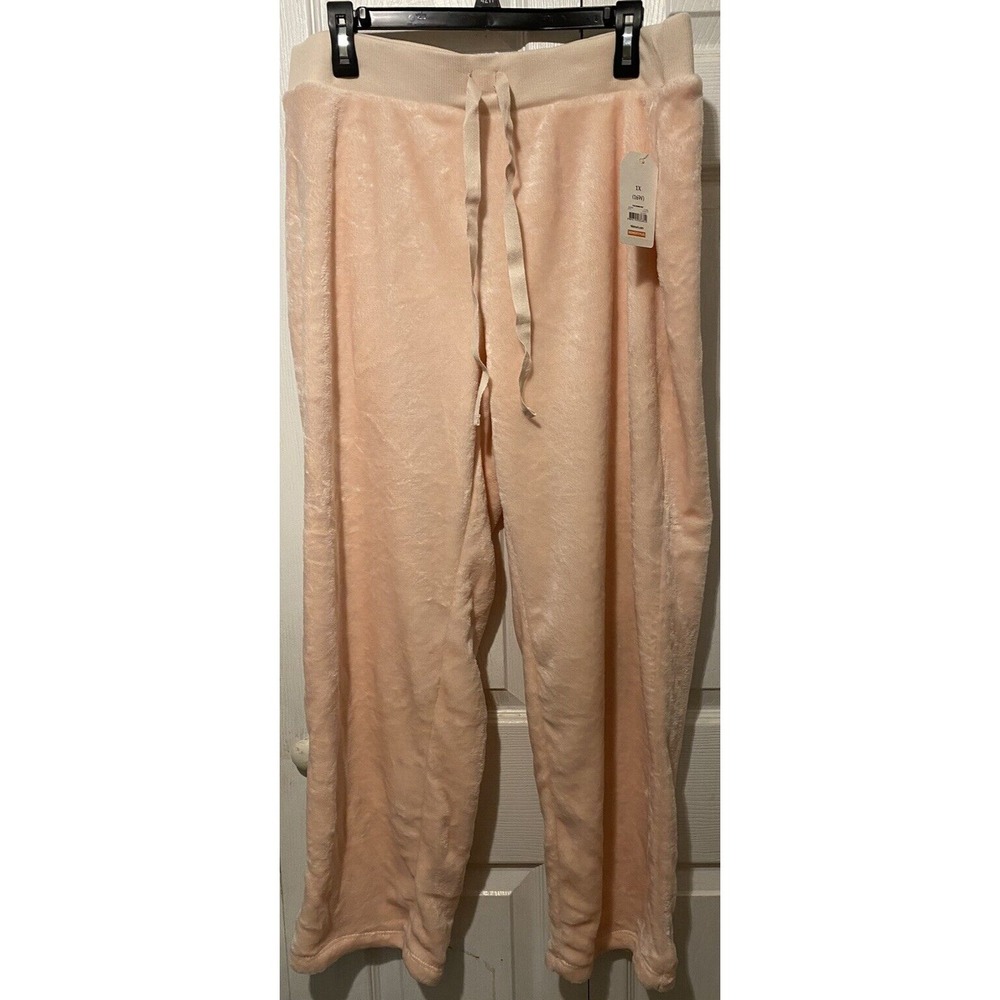 Faded Glory plush soft pants new 1x 16w lounge drawstring 32 x 28 peach